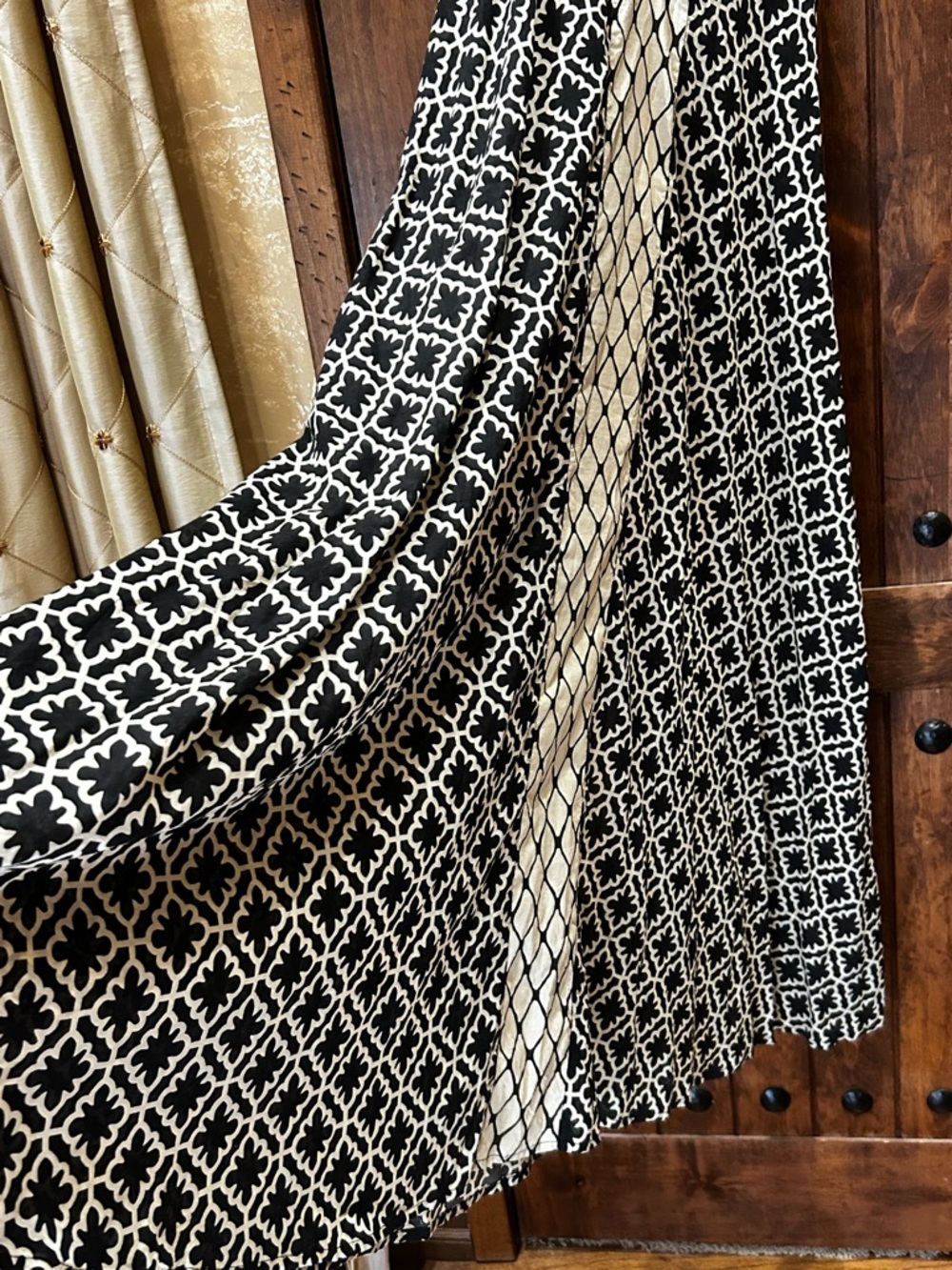 Haute Hippie Black and Cream Geometric Maxi Slip Dress, Size L - Picture 3 of 5